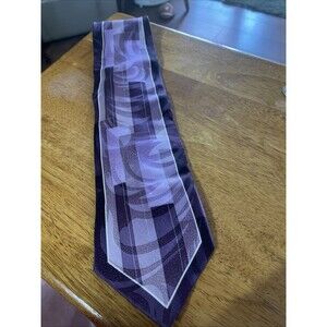 Bruno Rossi Silk Tie Purple Gray Geometric Men Necktie USA